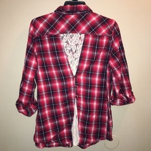 Anthropologie plaid and lace flannel shirt CLEARANCE
